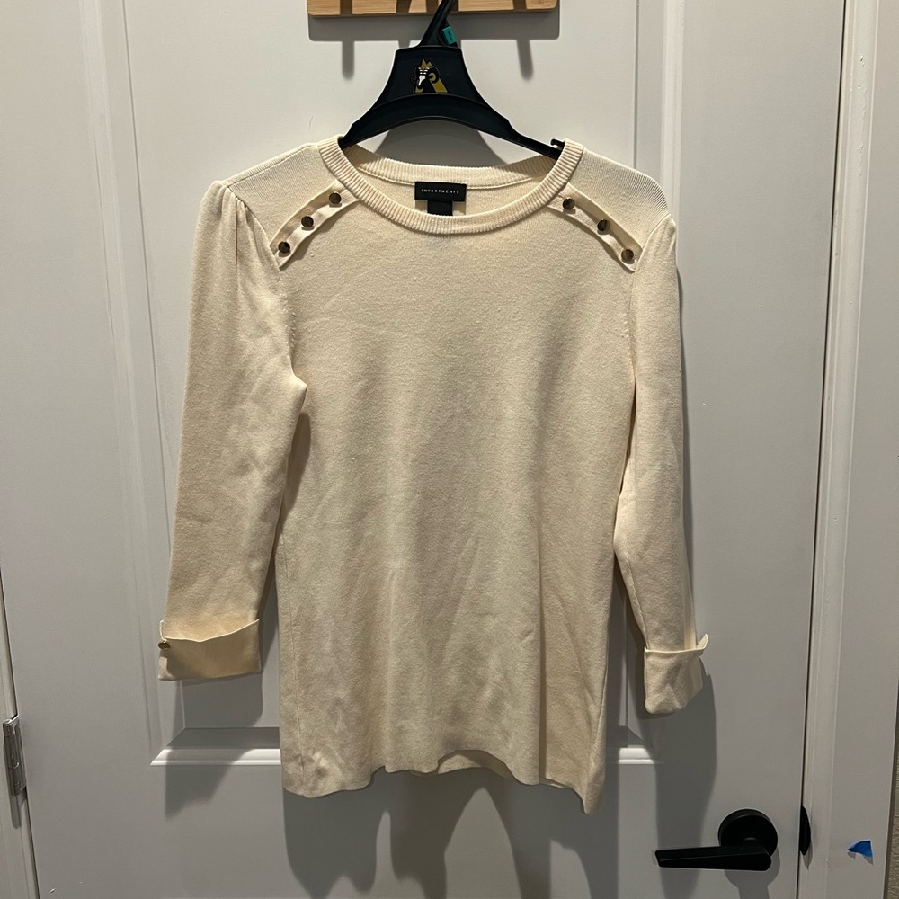 462. Investments Cream Button-Accent Blouse